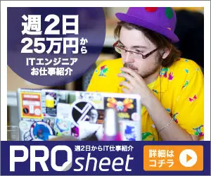  PRO sheet IT Engineer job introduction from 250,000 yen for 2 days a week