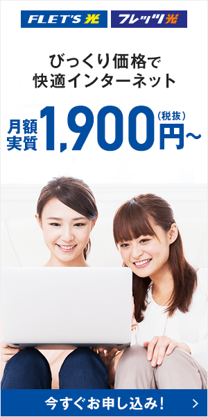  1,900 yen/month - FLET'S Hikari